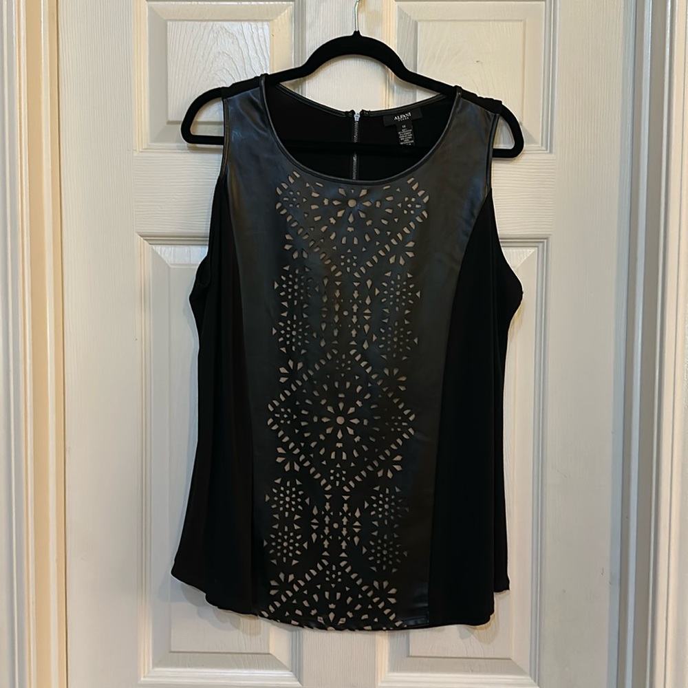 Alfani Faux Leather Sleeveless Top Women's 1X